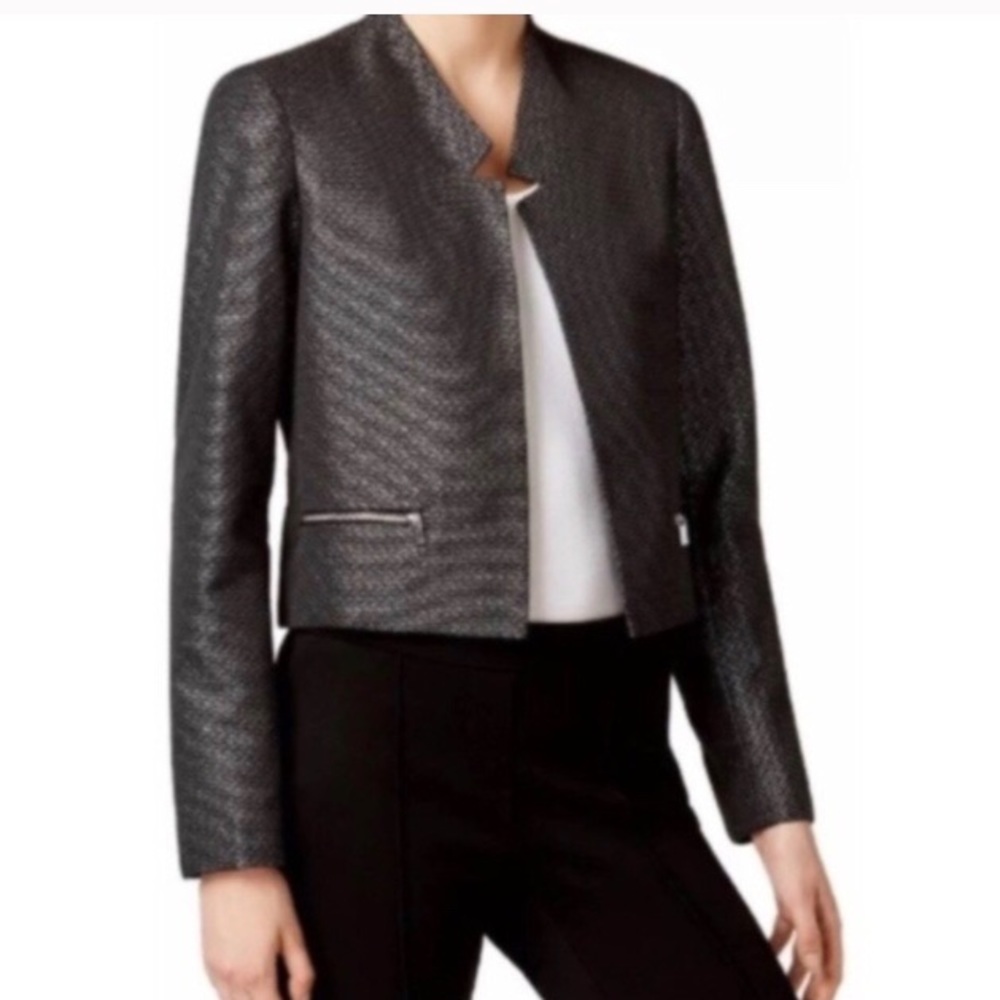 Calvin Klein Metallic Cropped Jacket Sz 6P